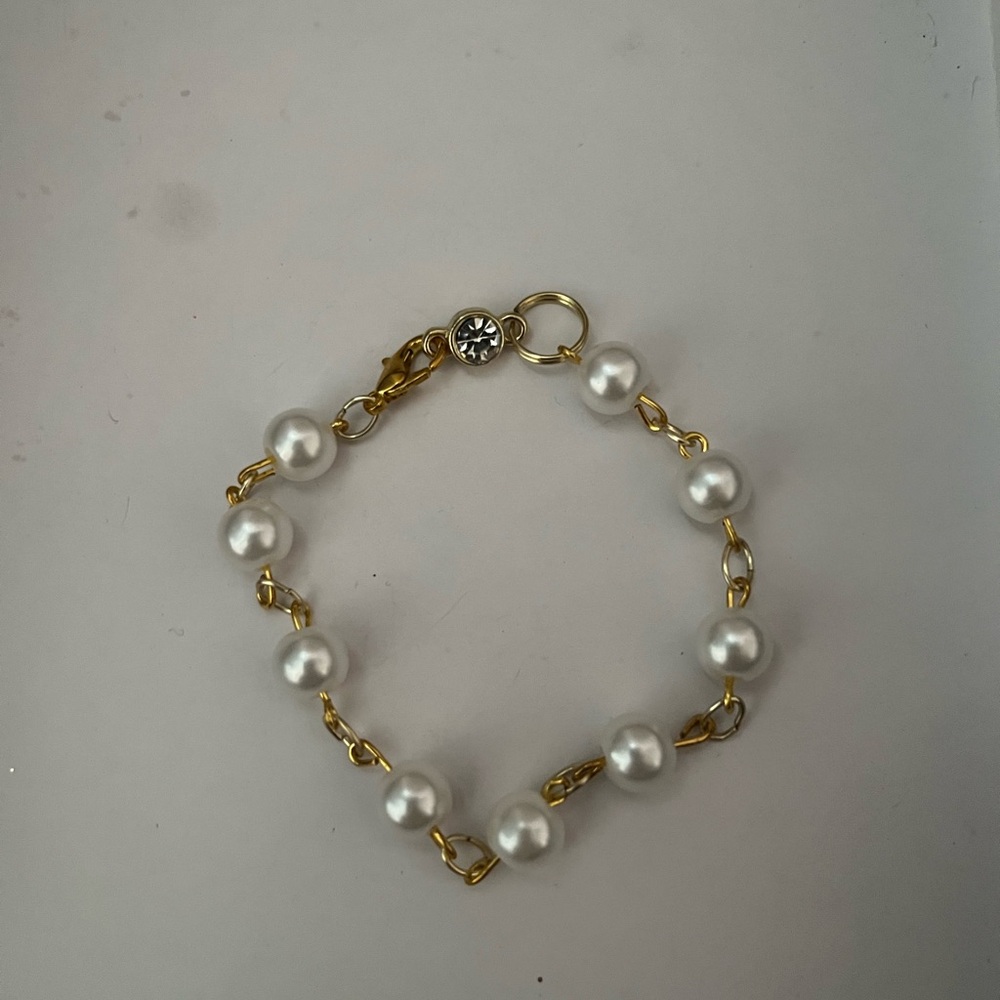 Gold faux pearl bracelet handmade